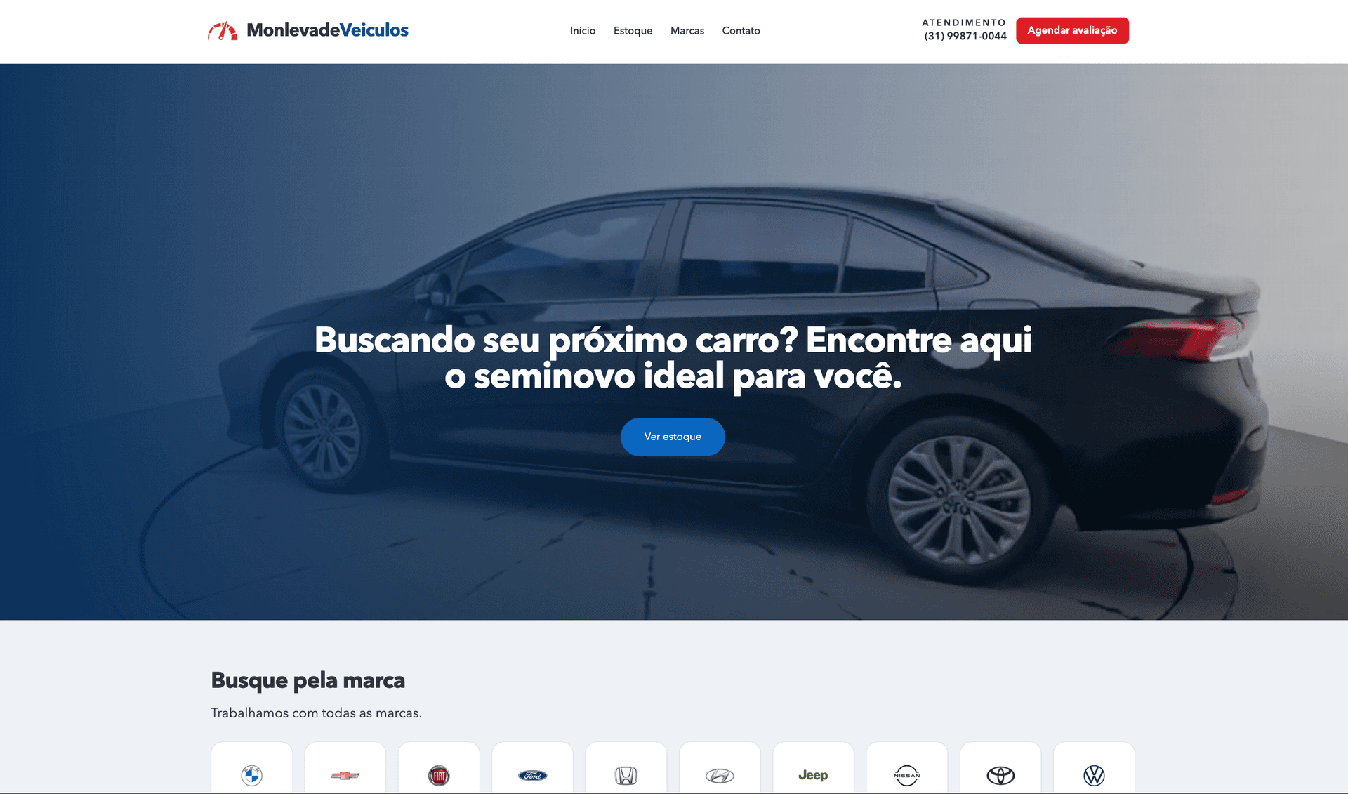 Exemplo de site para agências de veículos