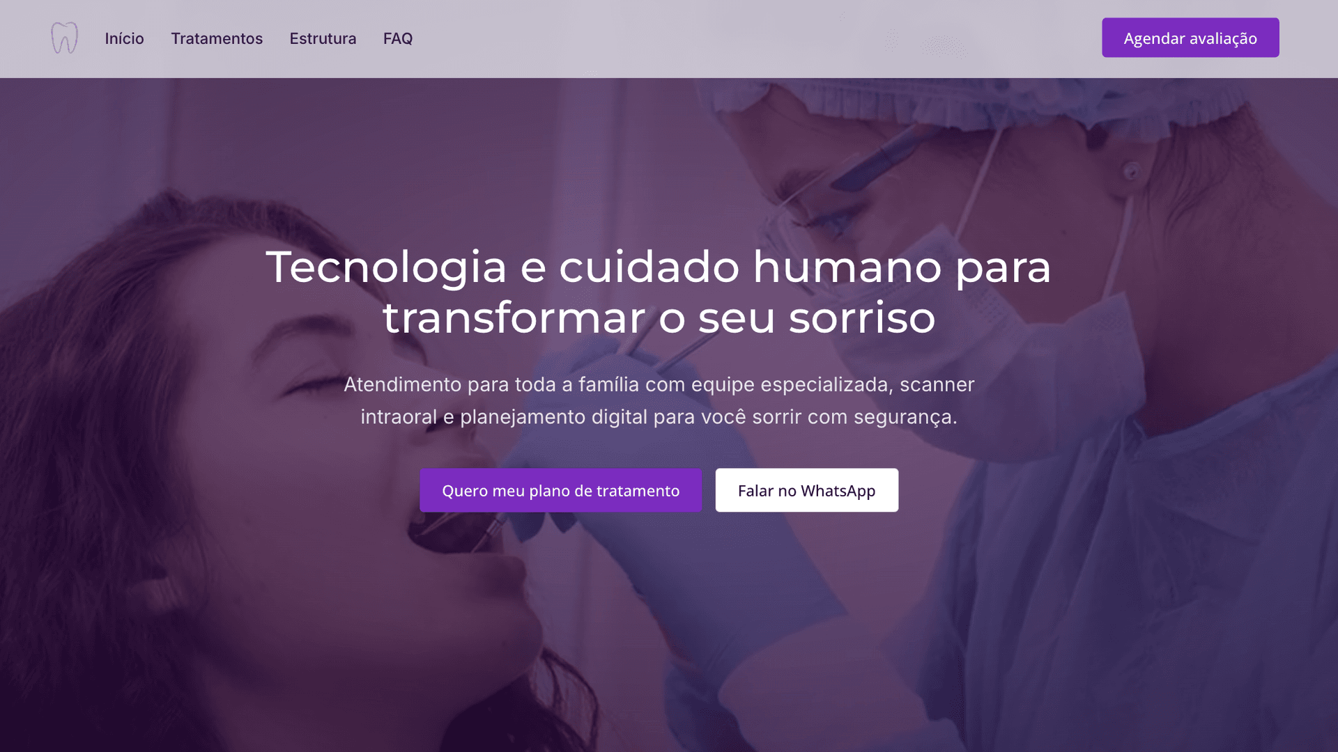 Exemplo de site para dentistas e clínicas