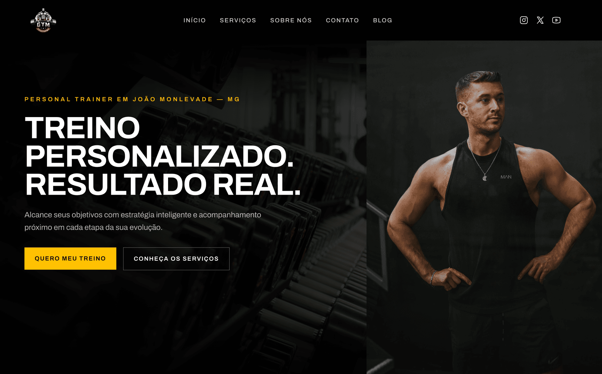 Exemplo de site para academias e bem-estar
